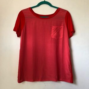 a.n.a Pink and Red Color-blocked Shirt